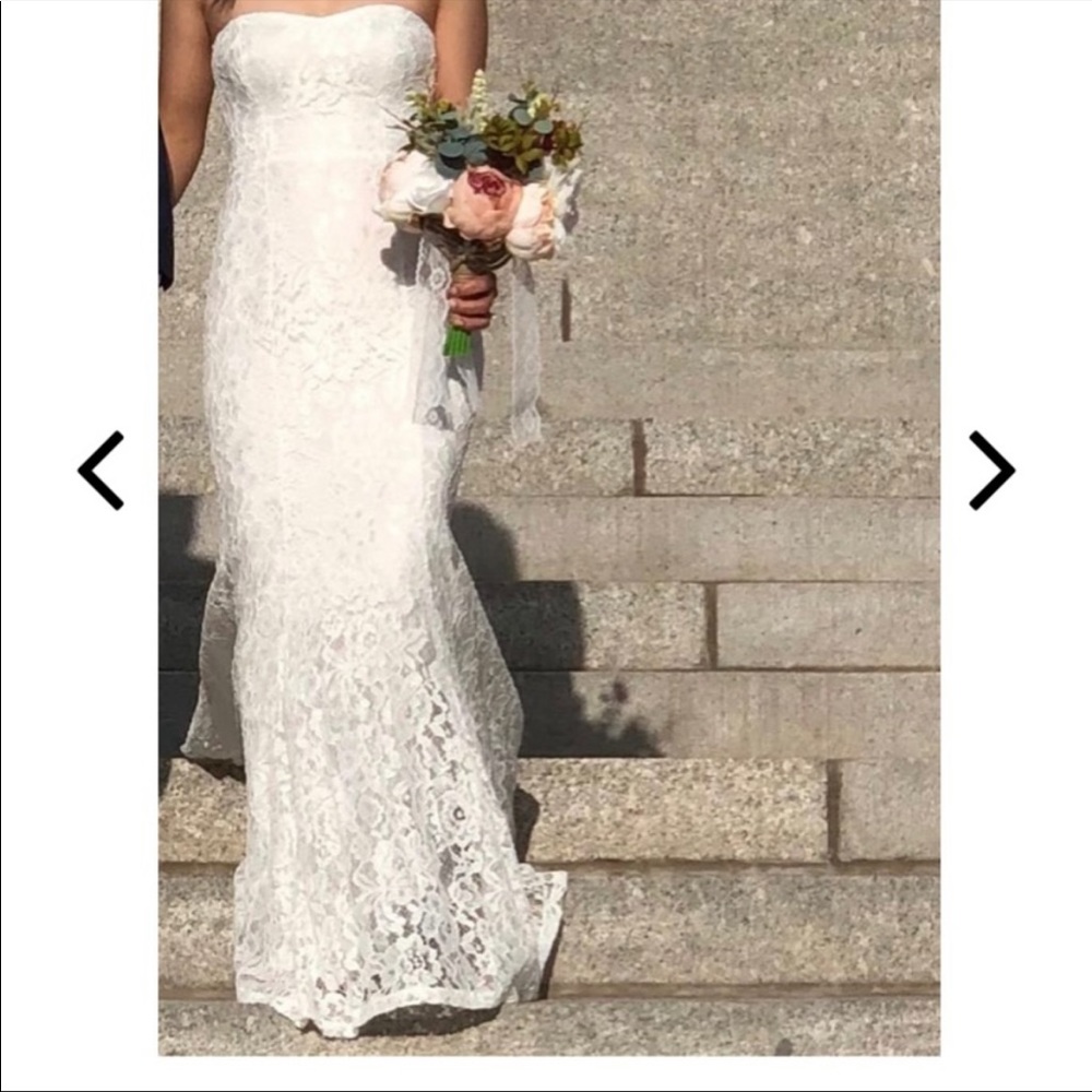 Lulus Always Be There White Lace Strapless Dress. Small - Picture 5 of 9